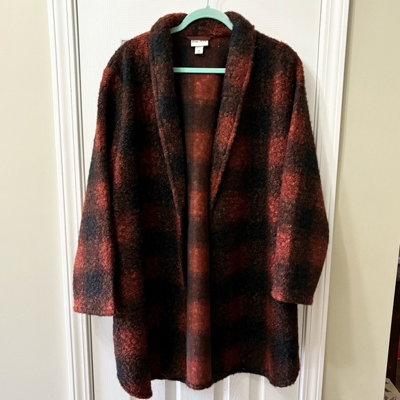 ➕ Ava & Viv Plaid Sherpa Coat Women’s Plus Size 2x - Picture 2 of 7
